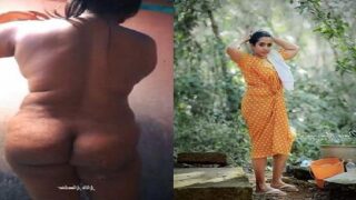 Mallu bhabhi Nila Nambiar nude bath outdoors