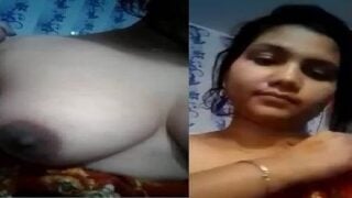 Hot boobs press girl topless selfie viral