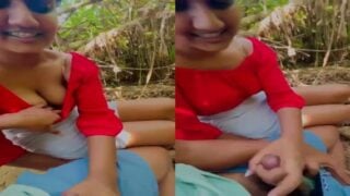 Dehati big boobs ladki ne handjob diya khule me boyfriend ko